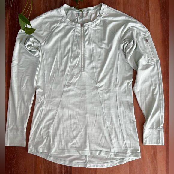 Athleta Tops - Athleta Quarter Zip Long Sleeve Pullover Shirt Mint Sz Medium